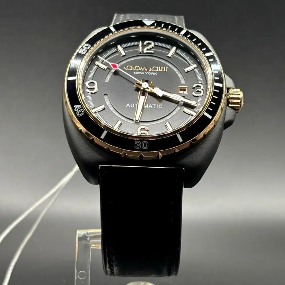 Coach Charter 14602734 Automatic 44mm Black Leather Men’s Watch NIBWT